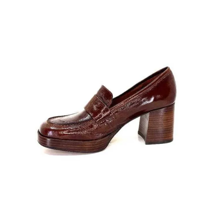 angel alarcon 23524 Cuir Vernis Whisky*Femme Mocassins