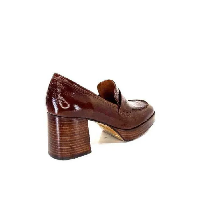 angel alarcon 23524 Cuir Vernis Whisky*Femme Mocassins