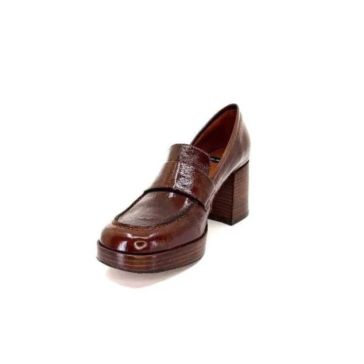 angel alarcon 23524 Cuir Vernis Whisky*Femme Mocassins