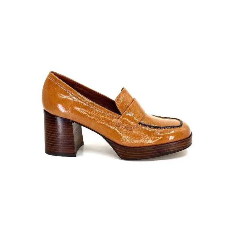 angel alarcon 23524 Cuir Vernis Castagna*Femme Mocassins