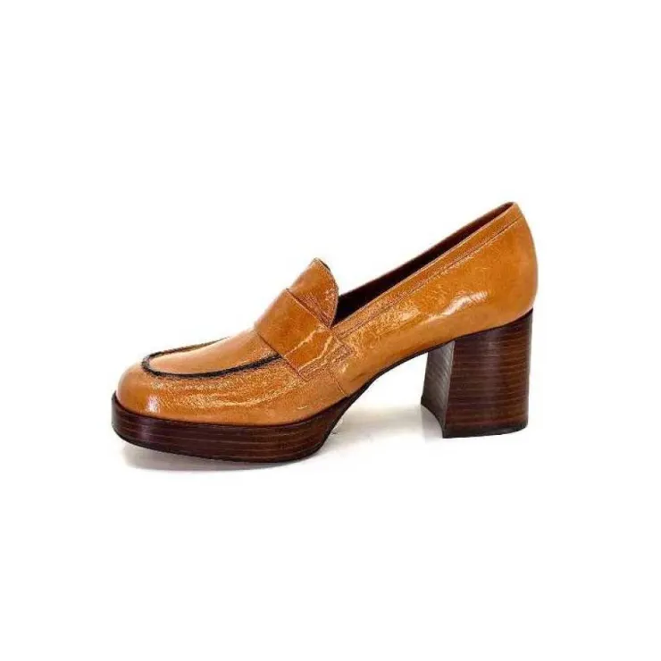 angel alarcon 23524 Cuir Vernis Castagna*Femme Mocassins