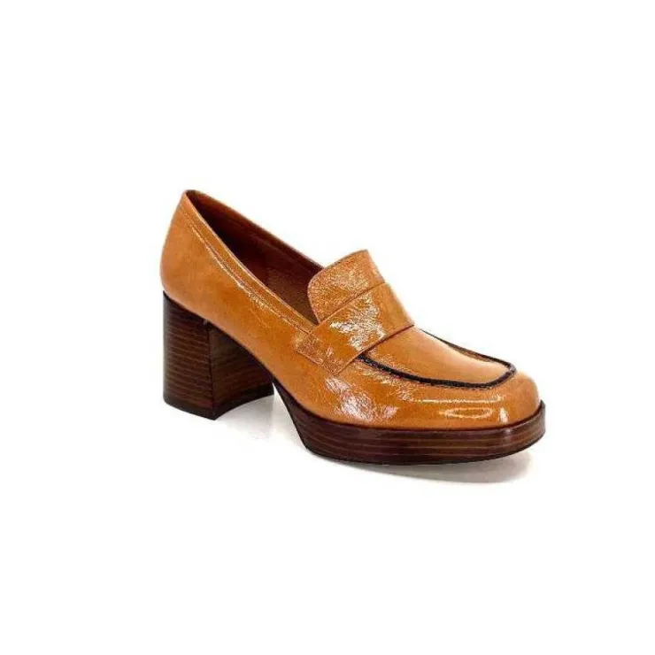 angel alarcon 23524 Cuir Vernis Castagna*Femme Mocassins