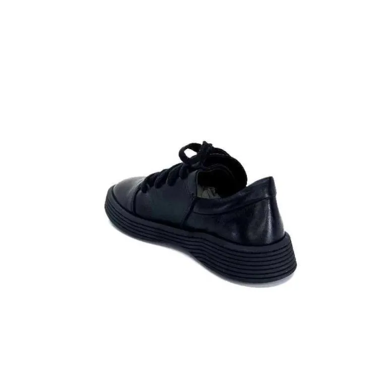 Ivoire0401a Baskets Ivoire 500-952 Cuir Noir*Femme Baskets