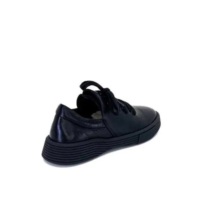 Ivoire0401a Baskets Ivoire 500-952 Cuir Noir*Femme Baskets