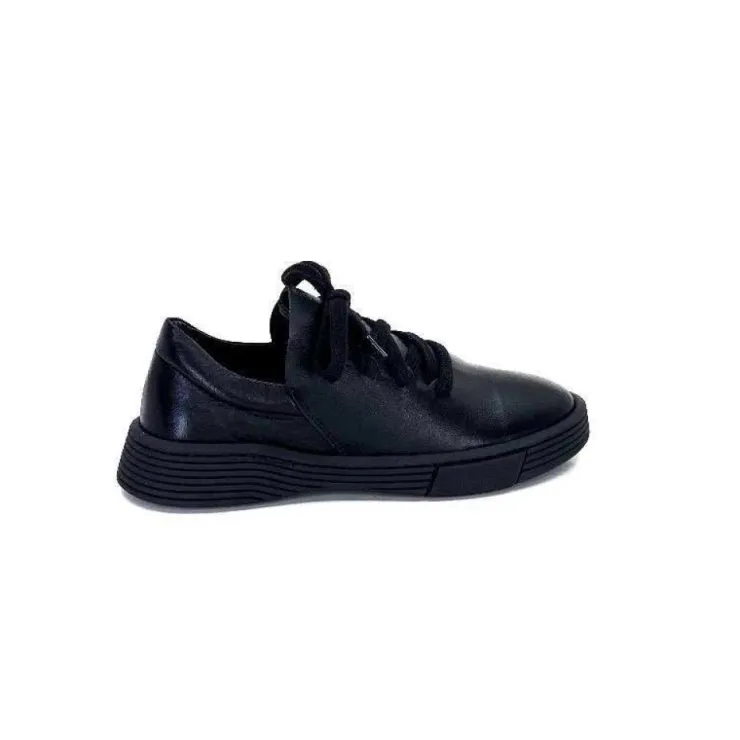 Ivoire0401a Baskets Ivoire 500-952 Cuir Noir*Femme Baskets