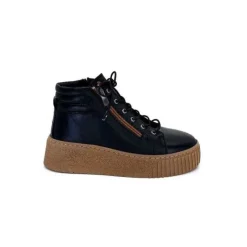 Ivoire0401a Baskets Ivoire 500-450 Cuir Noir*Femme Baskets