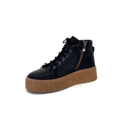 Ivoire0401a Baskets Ivoire 500-450 Cuir Noir*Femme Baskets