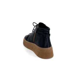 Ivoire0401a Baskets Ivoire 500-450 Cuir Noir*Femme Baskets