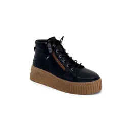 Ivoire0401a Baskets Ivoire 500-450 Cuir Noir*Femme Baskets