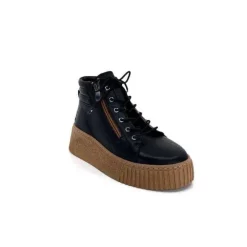 Ivoire0401a Baskets Ivoire 500-450 Cuir Noir*Femme Baskets
