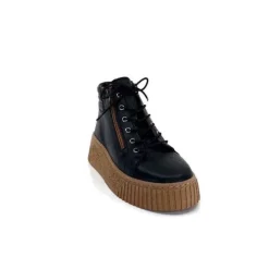 Ivoire0401a Baskets Ivoire 500-450 Cuir Noir*Femme Baskets