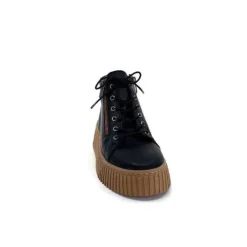 Ivoire0401a Baskets Ivoire 500-450 Cuir Noir*Femme Baskets