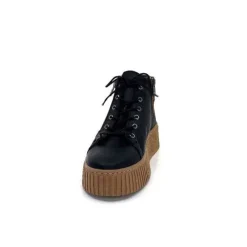 Ivoire0401a Baskets Ivoire 500-450 Cuir Noir*Femme Baskets