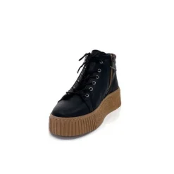 Ivoire0401a Baskets Ivoire 500-450 Cuir Noir*Femme Baskets