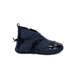 Ivoire0401a Baskets Ivoire 500-350 Cuir Noir*Femme Baskets