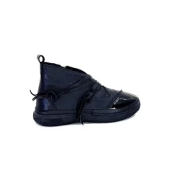 Ivoire0401a Baskets Ivoire 500-350 Cuir Noir*Femme Baskets