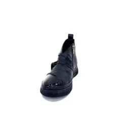 Ivoire0401a Baskets Ivoire 500-350 Cuir Noir*Femme Baskets