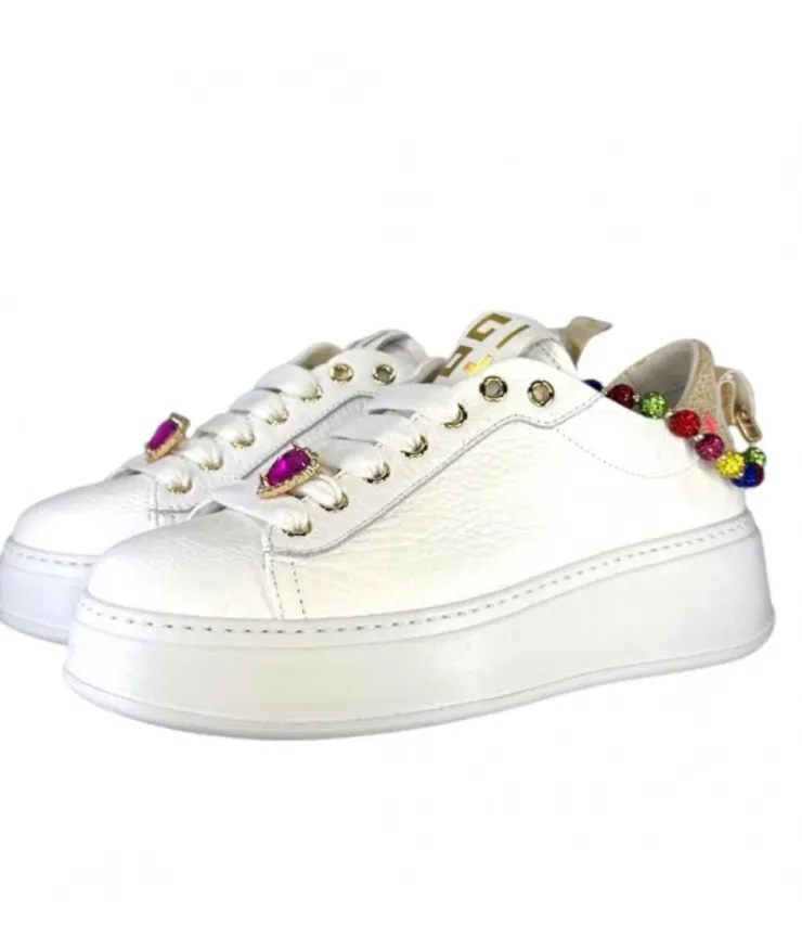 GioPiu Baskets Plateforme Pia46 Cuir Blanc*Femme Baskets