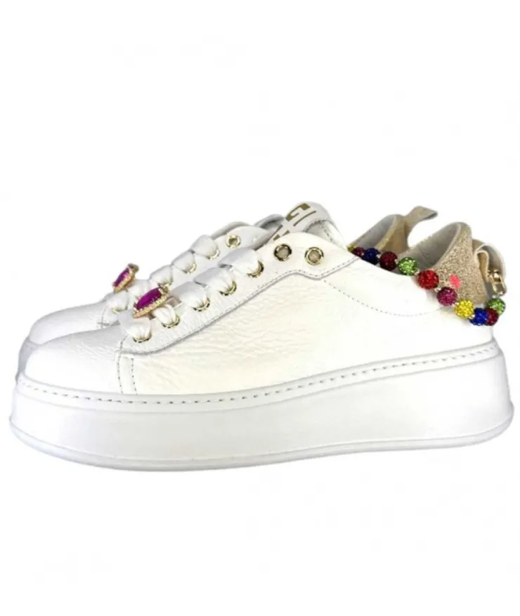 GioPiu Baskets Plateforme Pia46 Cuir Blanc*Femme Baskets