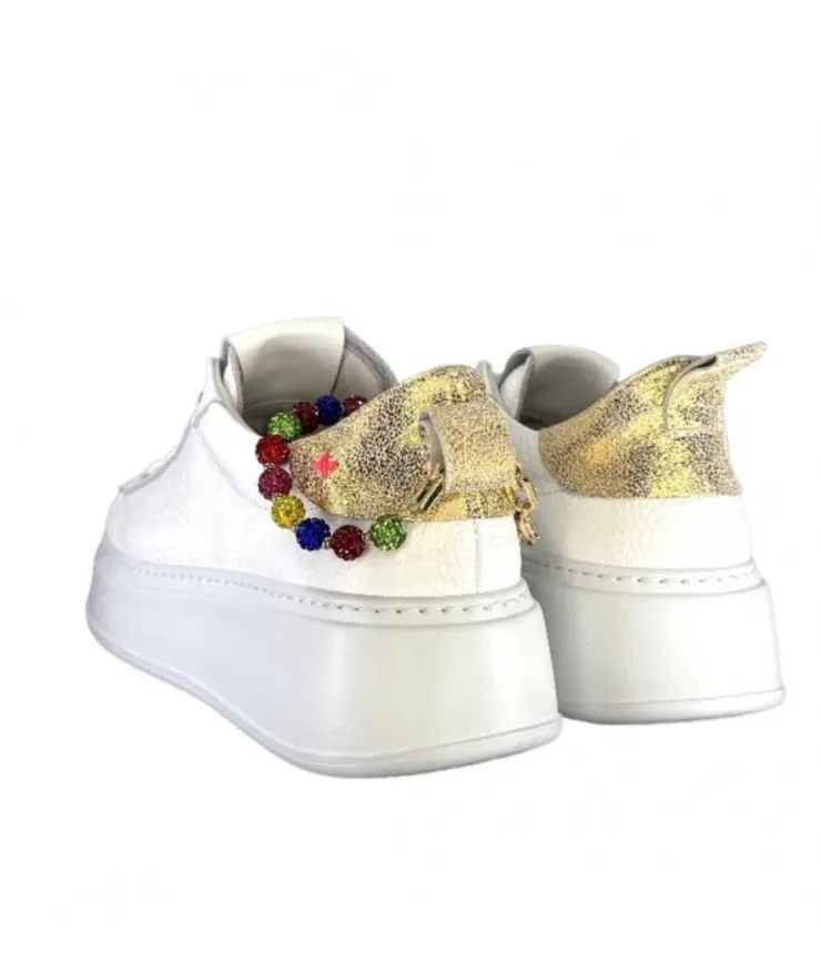 GioPiu Baskets Plateforme Pia46 Cuir Blanc*Femme Baskets