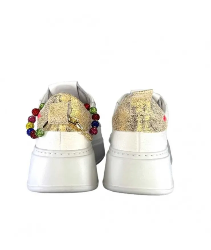 GioPiu Baskets Plateforme Pia46 Cuir Blanc*Femme Baskets