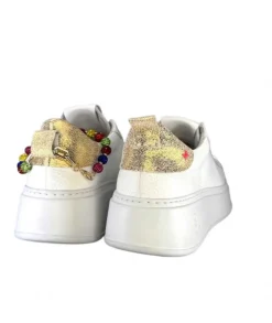 GioPiu Baskets Plateforme Pia46 Cuir Blanc*Femme Baskets