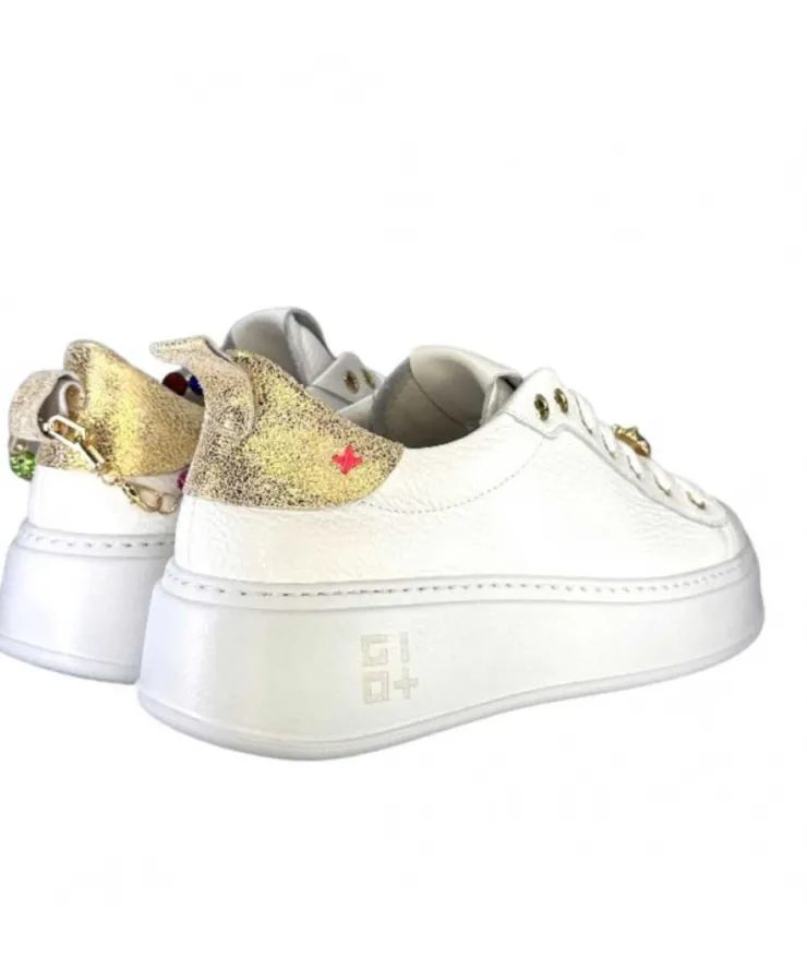 GioPiu Baskets Plateforme Pia46 Cuir Blanc*Femme Baskets