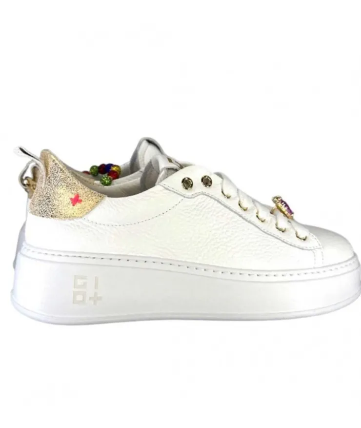 GioPiu Baskets Plateforme Pia46 Cuir Blanc*Femme Baskets