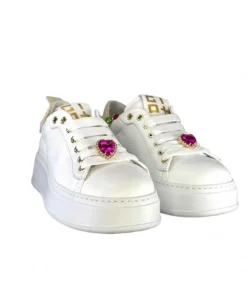 GioPiu Baskets Plateforme Pia46 Cuir Blanc*Femme Baskets