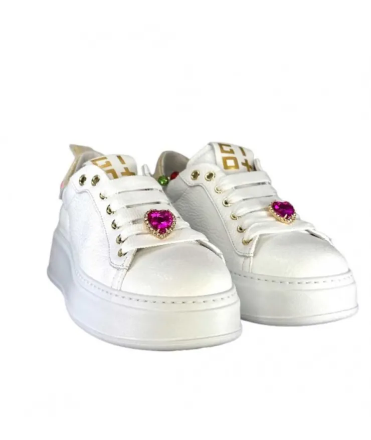 GioPiu Baskets Plateforme Pia46 Cuir Blanc*Femme Baskets