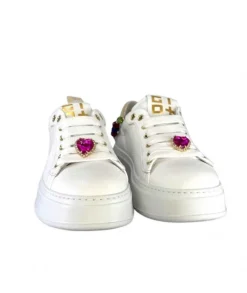 GioPiu Baskets Plateforme Pia46 Cuir Blanc*Femme Baskets