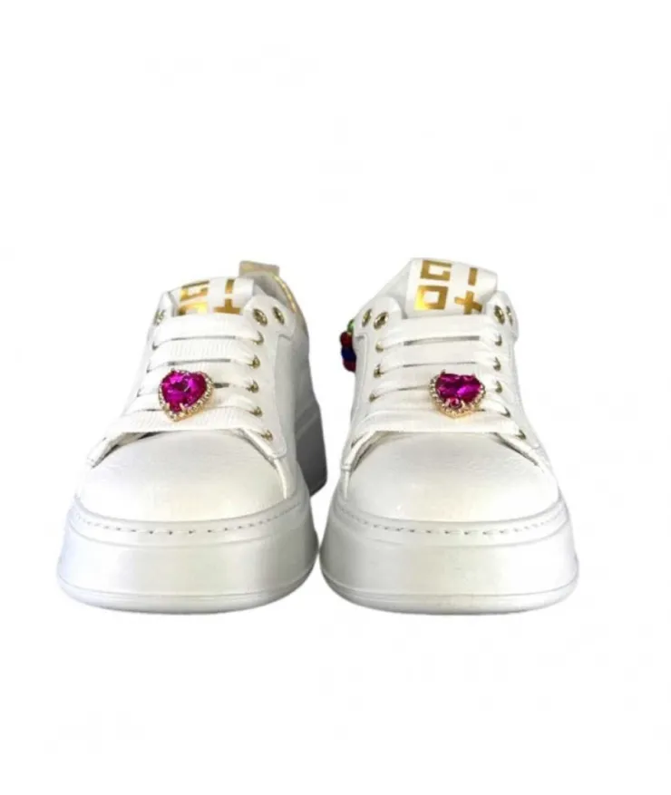 GioPiu Baskets Plateforme Pia46 Cuir Blanc*Femme Baskets