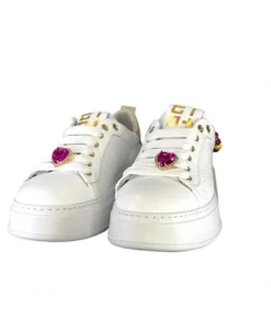 GioPiu Baskets Plateforme Pia46 Cuir Blanc*Femme Baskets