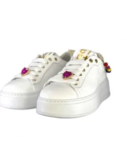 GioPiu Baskets Plateforme Pia46 Cuir Blanc*Femme Baskets