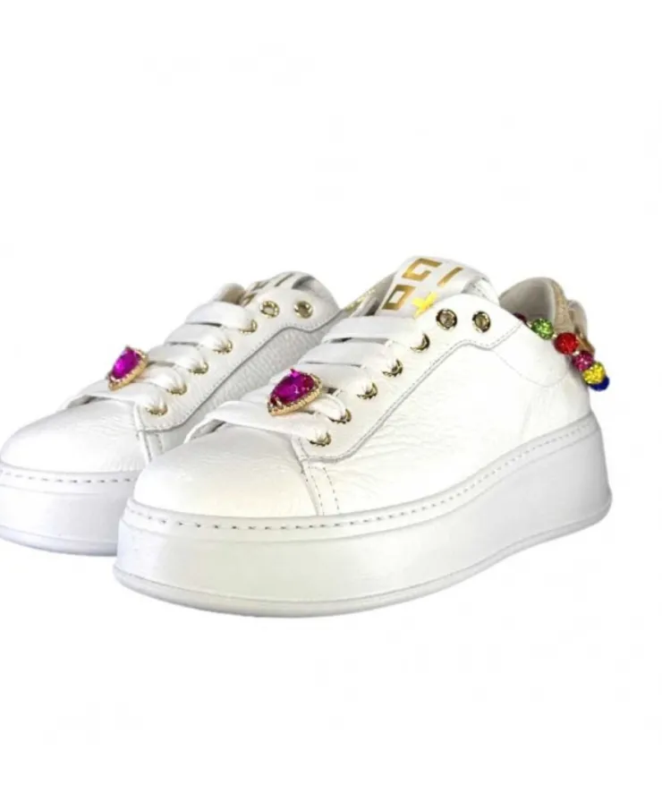 GioPiu Baskets Plateforme Pia46 Cuir Blanc*Femme Baskets
