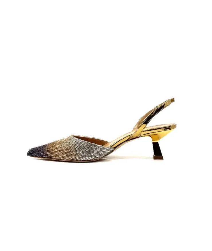 chantal 1906 Cuir Strass Or*Femme Escarpins