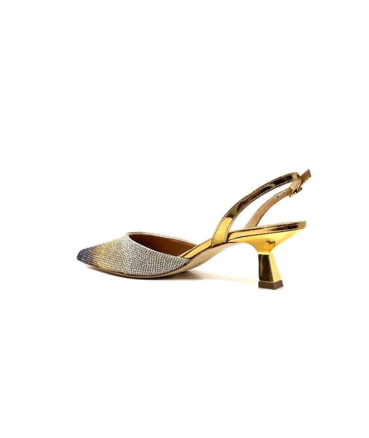 chantal 1906 Cuir Strass Or*Femme Escarpins