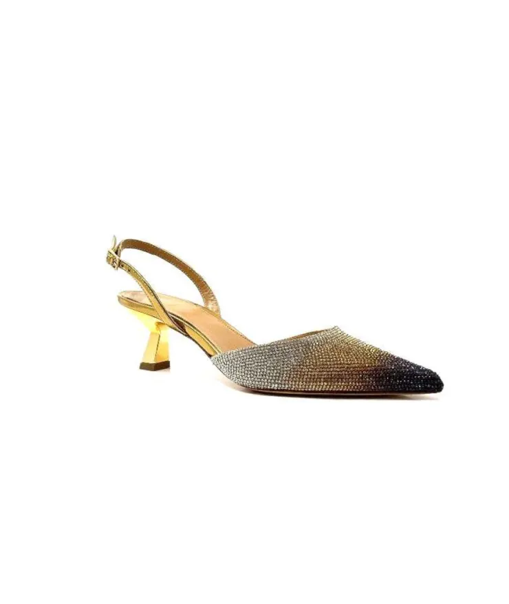 chantal 1906 Cuir Strass Or*Femme Escarpins