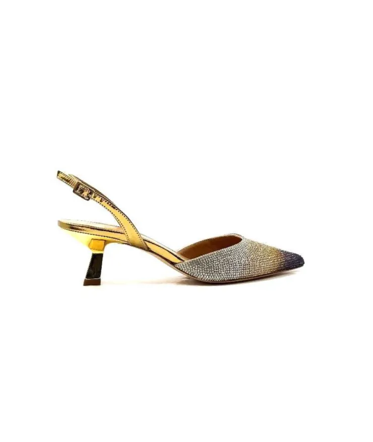 chantal 1906 Cuir Strass Or*Femme Escarpins