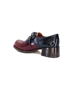 Chie Mihara Trudu Cuir Vernis Purple, Vert & Toile Satin Imprimee*Femme Lacets