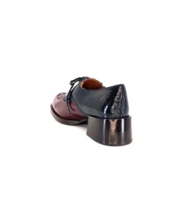 Chie Mihara Trudu Cuir Vernis Purple, Vert & Toile Satin Imprimee*Femme Lacets