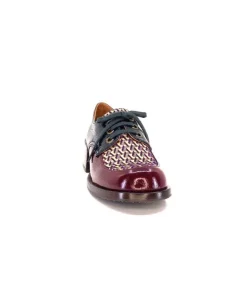 Chie Mihara Trudu Cuir Vernis Purple, Vert & Toile Satin Imprimee*Femme Lacets