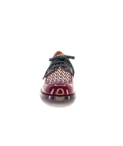 Chie Mihara Trudu Cuir Vernis Purple, Vert & Toile Satin Imprimee*Femme Lacets