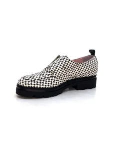 Dansi 4782 Cuir Blanc Imprime Etoile Noir*Femme Mocassins