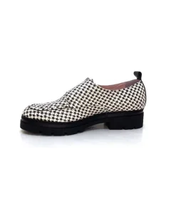 Dansi 4782 Cuir Blanc Imprime Etoile Noir*Femme Mocassins
