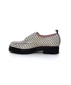 Dansi 4782 Cuir Blanc Imprime Etoile Noir*Femme Mocassins