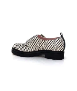 Dansi 4782 Cuir Blanc Imprime Etoile Noir*Femme Mocassins