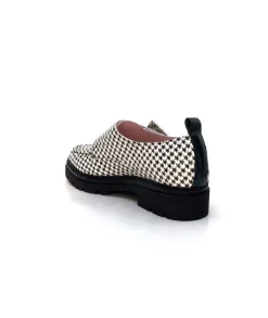 Dansi 4782 Cuir Blanc Imprime Etoile Noir*Femme Mocassins