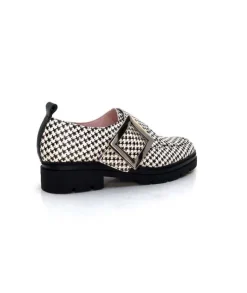 Dansi 4782 Cuir Blanc Imprime Etoile Noir*Femme Mocassins