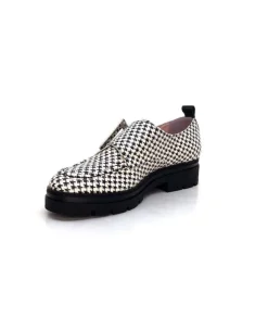 Dansi 4782 Cuir Blanc Imprime Etoile Noir*Femme Mocassins